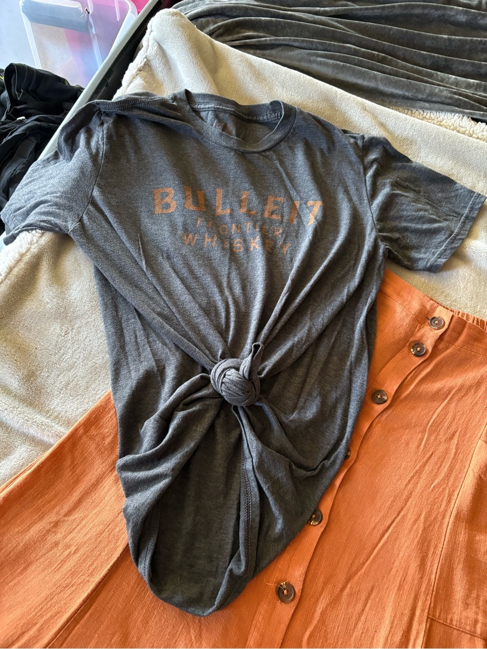 BULLEIT Charcoal Gray Tee with Orange Graphic